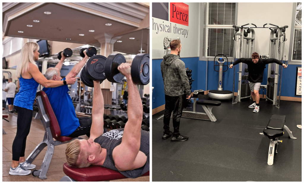 Members at vision sports club with their personal trainers