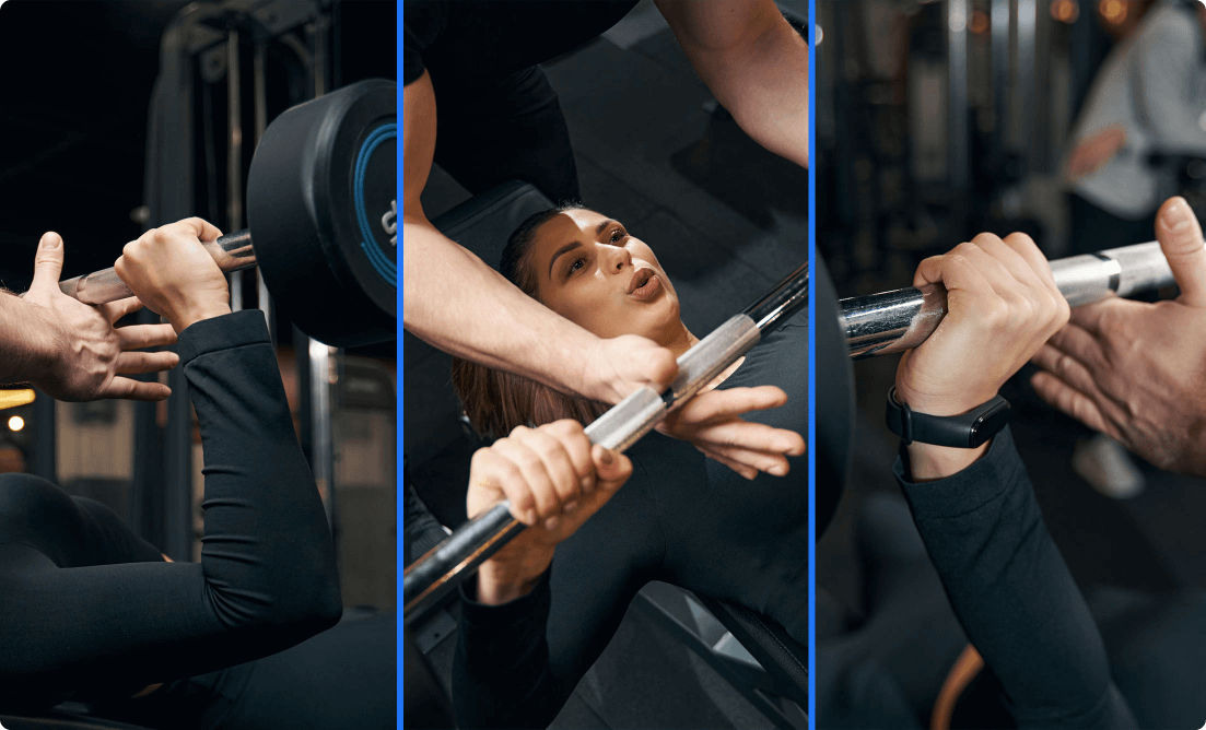 An athlete woman gripping the bar at Elite Training