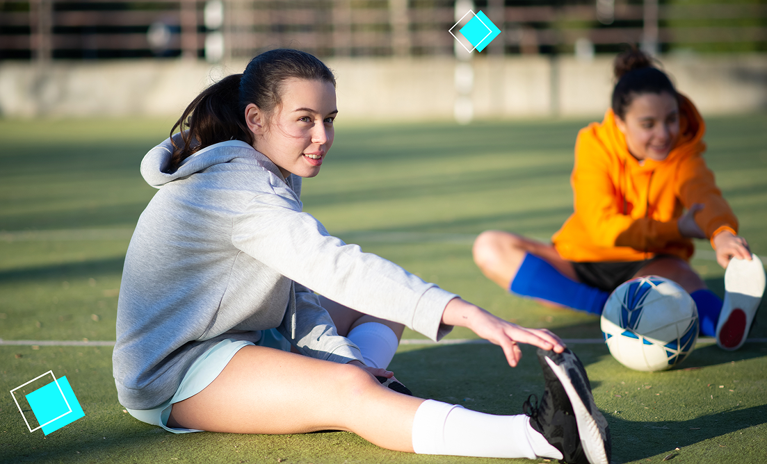 Students warming up outdoors, staying active over summer with Vision Elite Training.