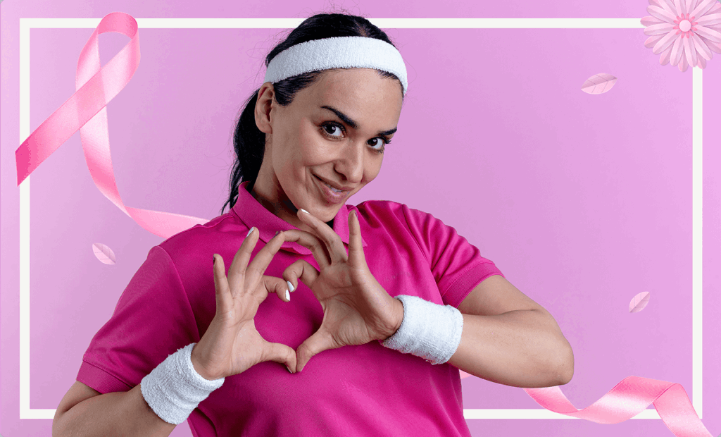 Breast cancer survivor smiling with confidence, representing courage, healing, and self-care.