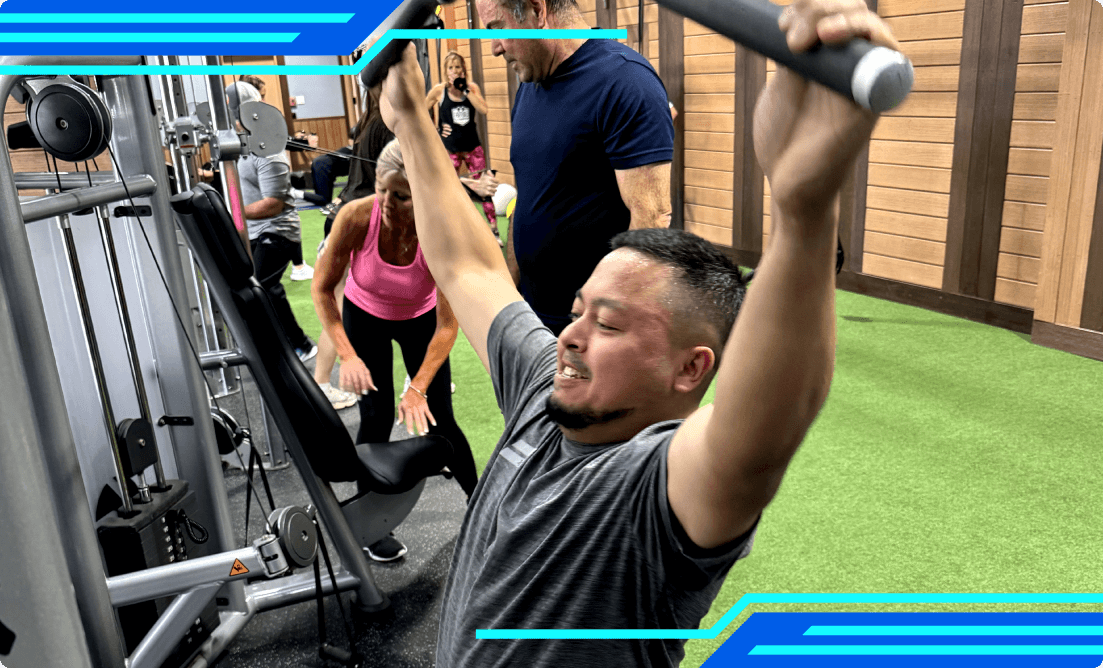 Athlete performing dynamic stretches and yoga poses to improve flexibility and reduce muscle tightness at Vision Elite.