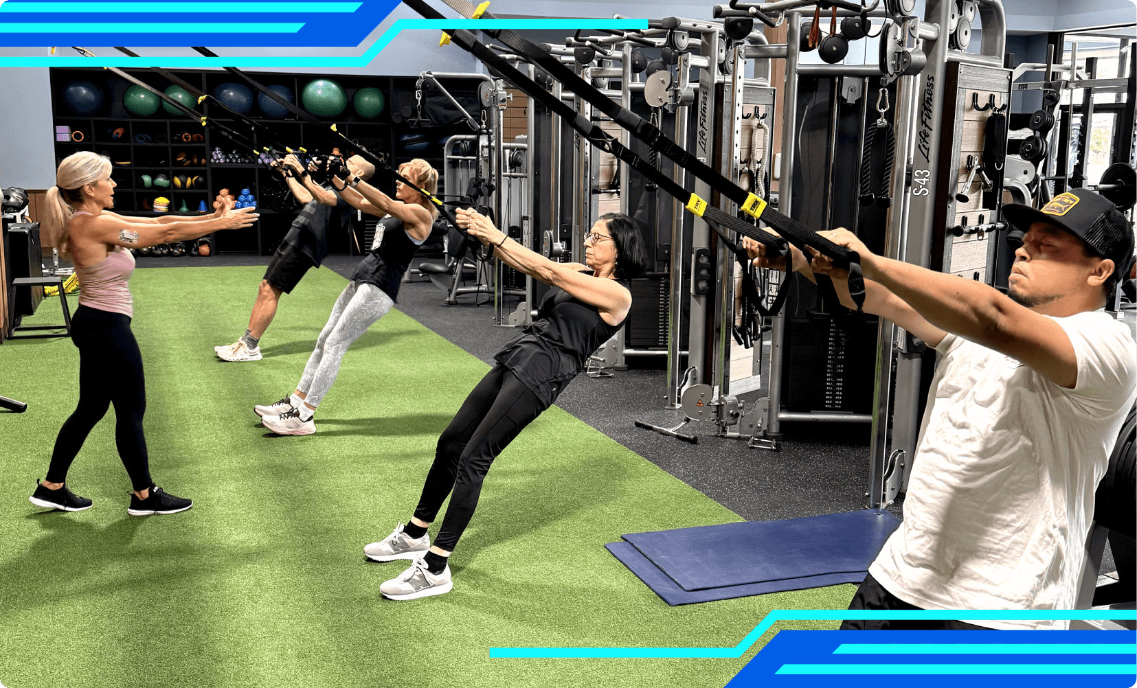 Group training session at Vision Elite Training with kettlebells, sleds, and ropes, inspired by veteran strength and discipline.